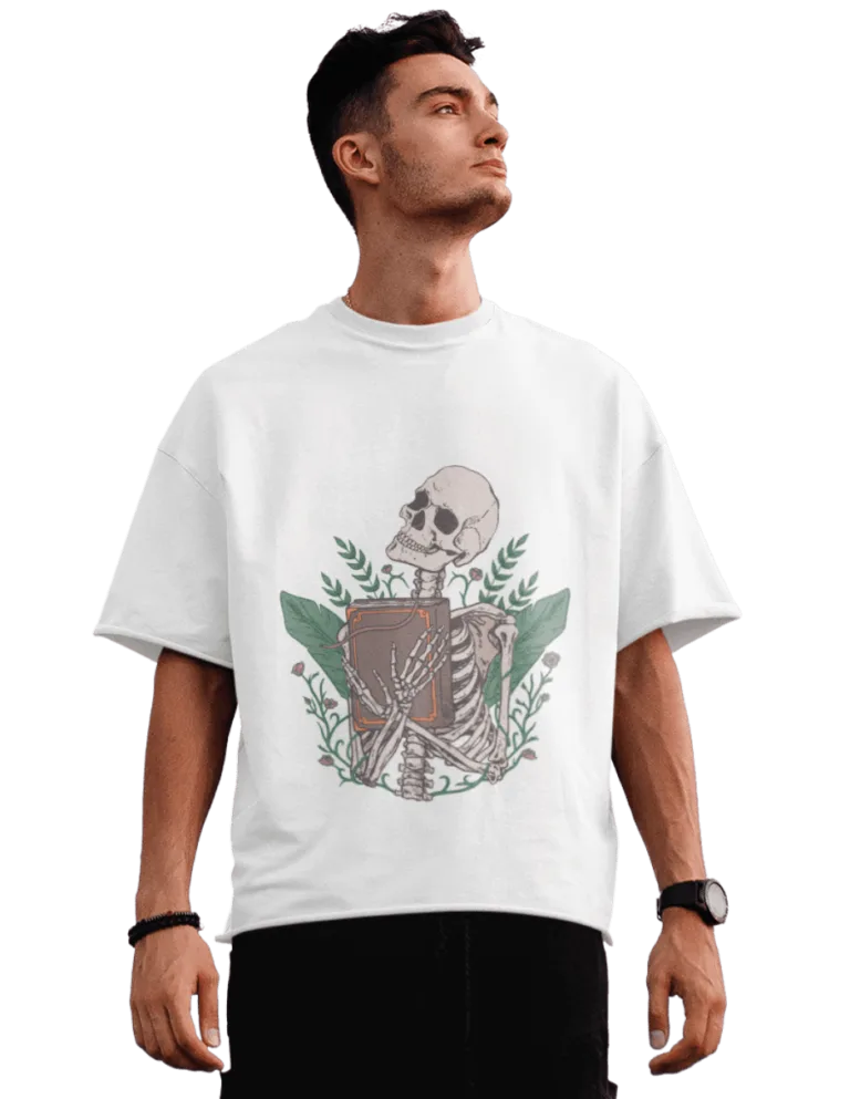 Playera Playera Blanca Calavera Libro