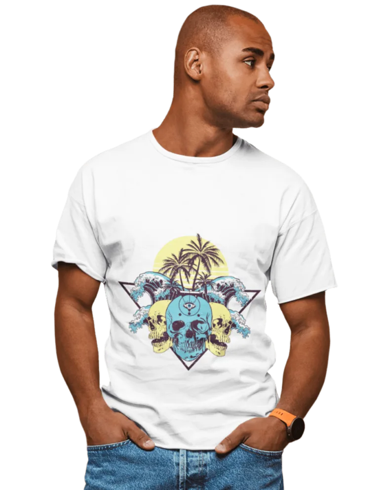 Playera Playera Blanca Calavera Palmera