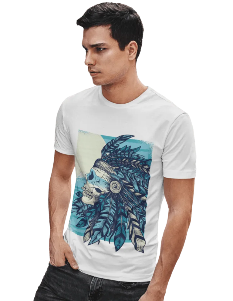 Playera Playera Blanca Calavera Penacho