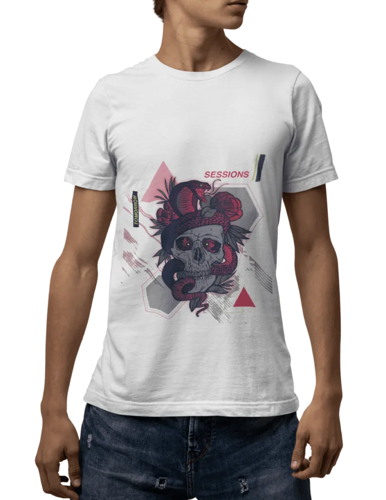 Playera Playera Blanca Calavera Rockera