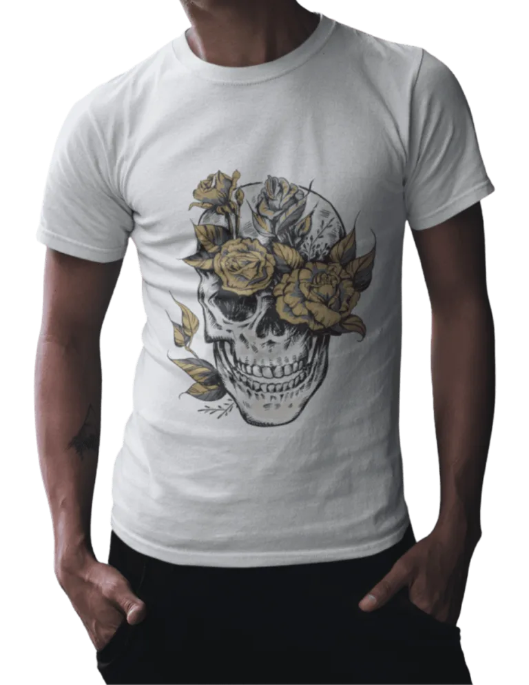 Playera Playera Blanca Calavera Rosas