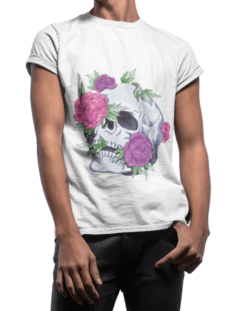 Playera Playera Blanca Craneo Rosas