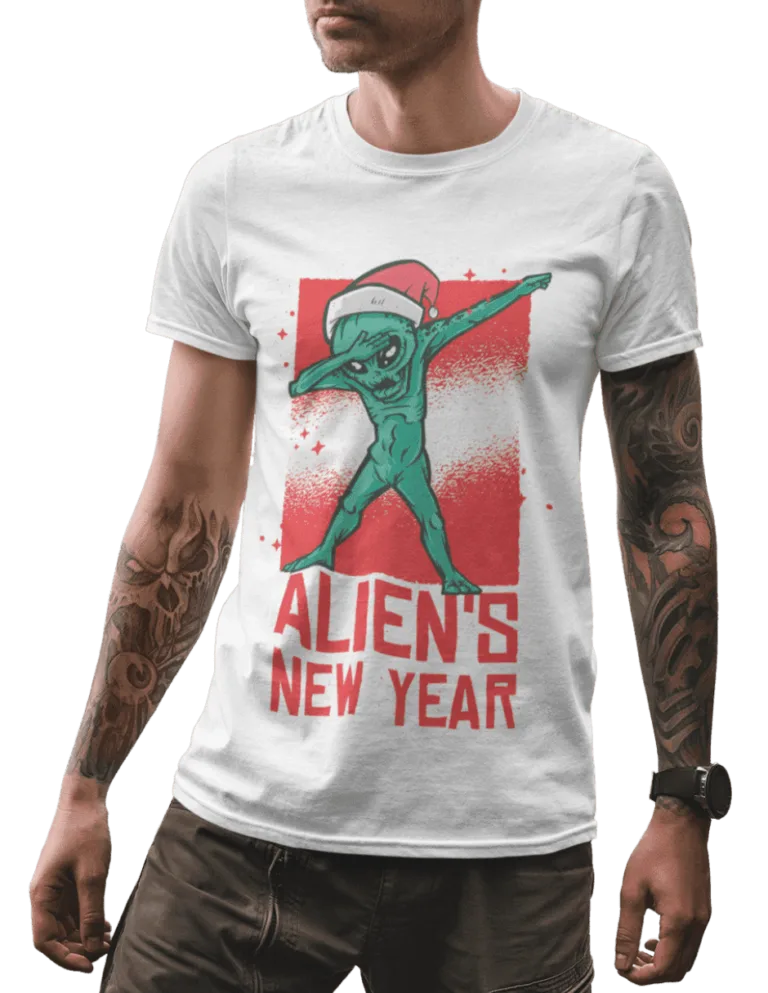 Playera Playera Blanca de Alien Nuevo Ano para Hombre