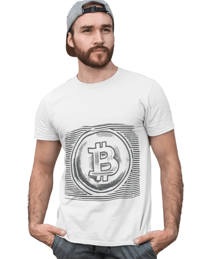 Playera Playera Blanca de Hombre de Arte de Bitcoin