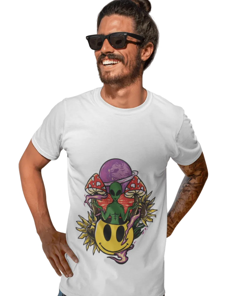 Playera Playera Blanca para Hombre de Alien Psychedelic