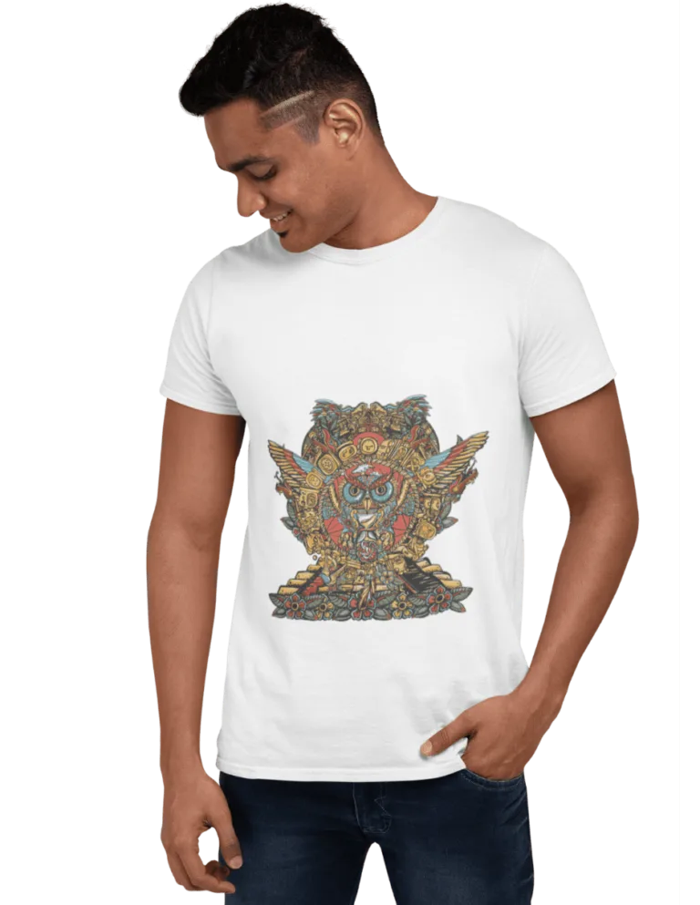 Playera Playera Blanca para Hombre de Buho en Piramide