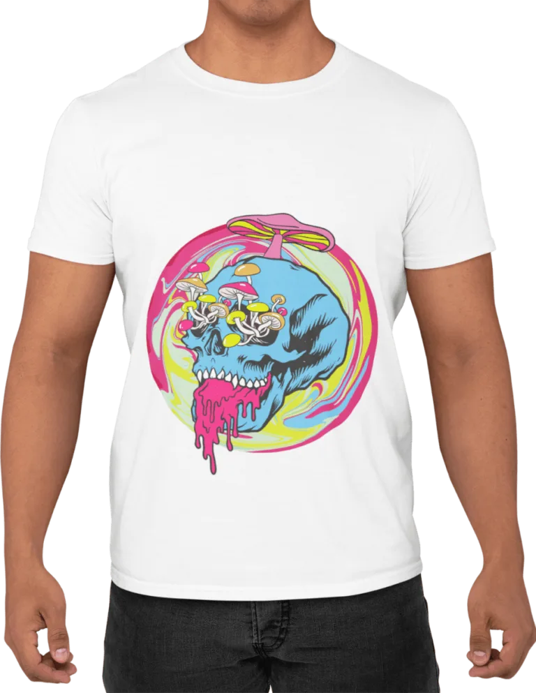 Playera Playera Blanca para Hombre de Calavera Psychedelic Trippy