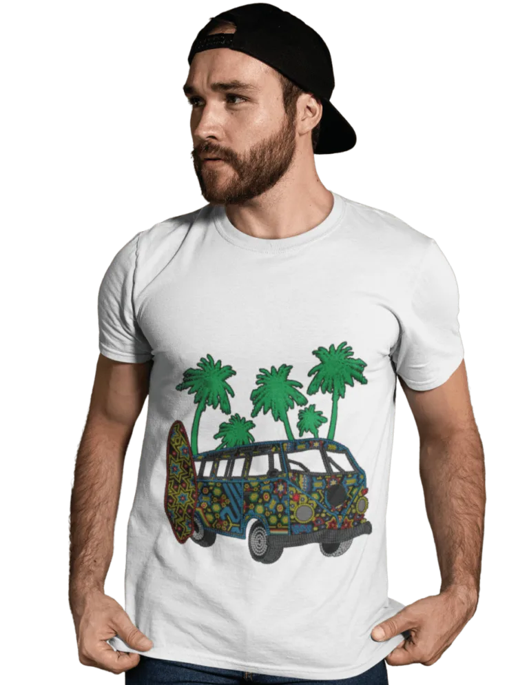 Playera Playera Blanca para Hombre de Combi Huichol