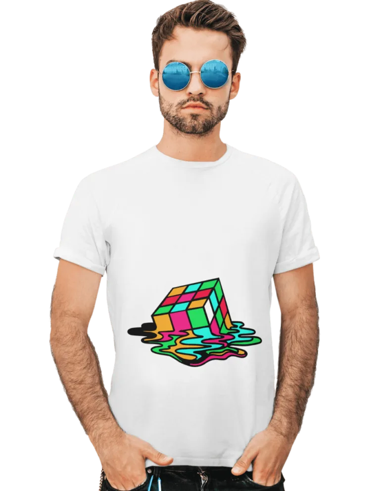 Playera Playera Blanca para Hombre de Cubo Derretido