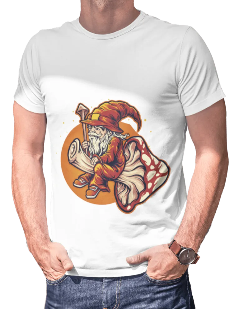 Playera Playera Blanca para Hombre de Duende con Hongo Magico