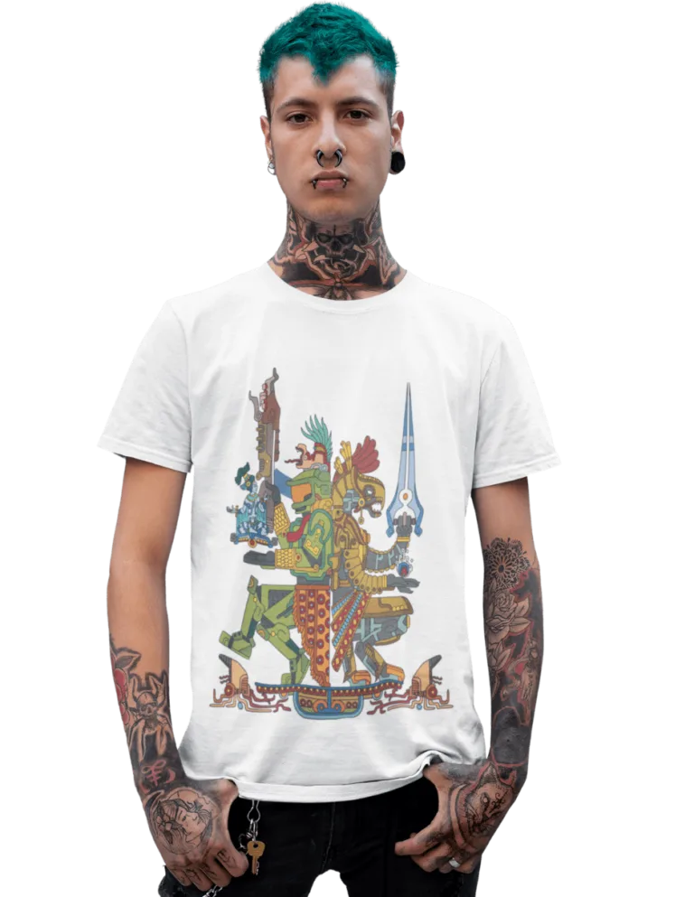 Playera Playera Blanca para Hombre de Guerreros Maya