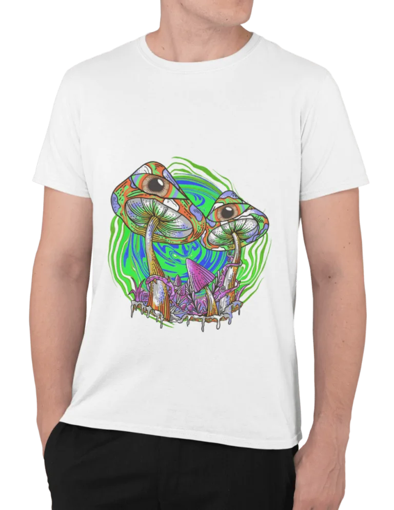 Playera Playera Blanca para Hombre de Hongos con Ojos Psicodelicos