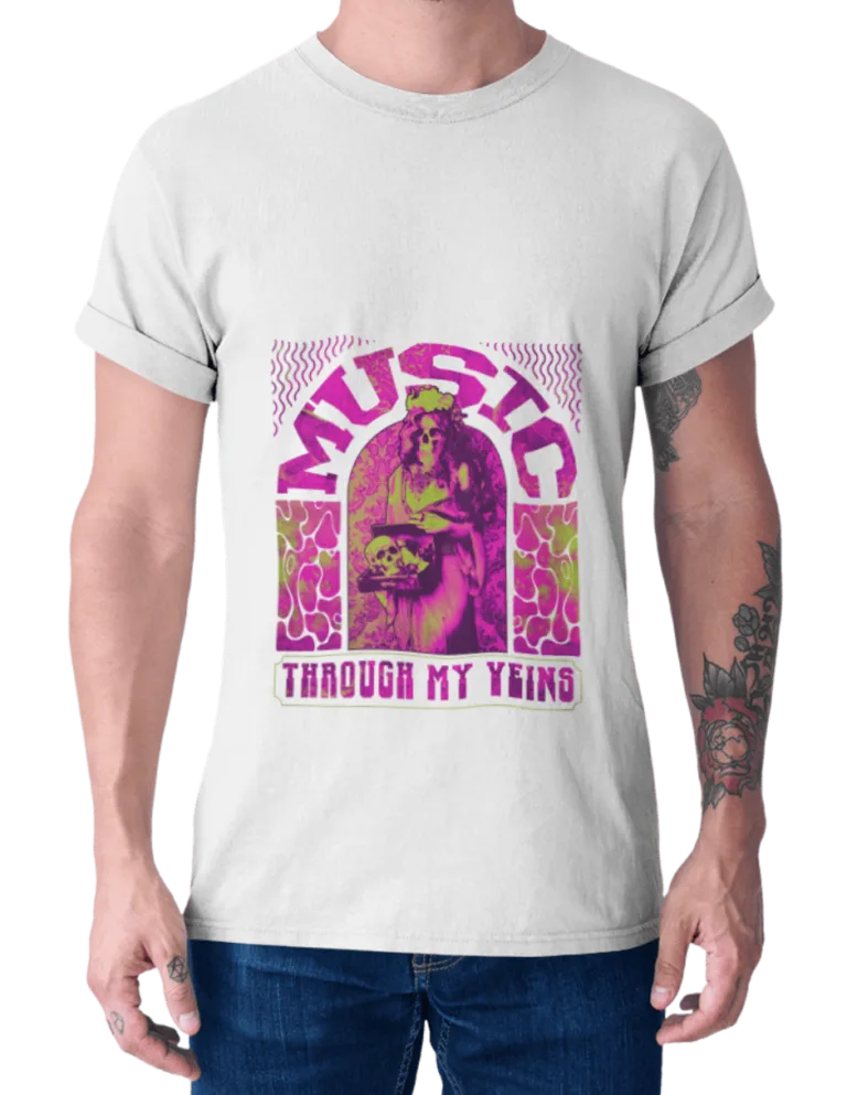 Playera Playera Blanca para Hombre de la Musica Corre por mis Venas