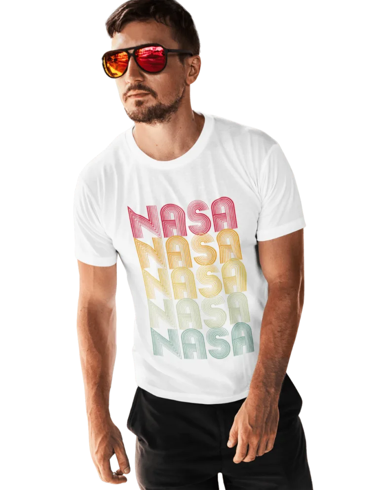 Playera Playera Blanca para Hombre de la Nasa Vintage