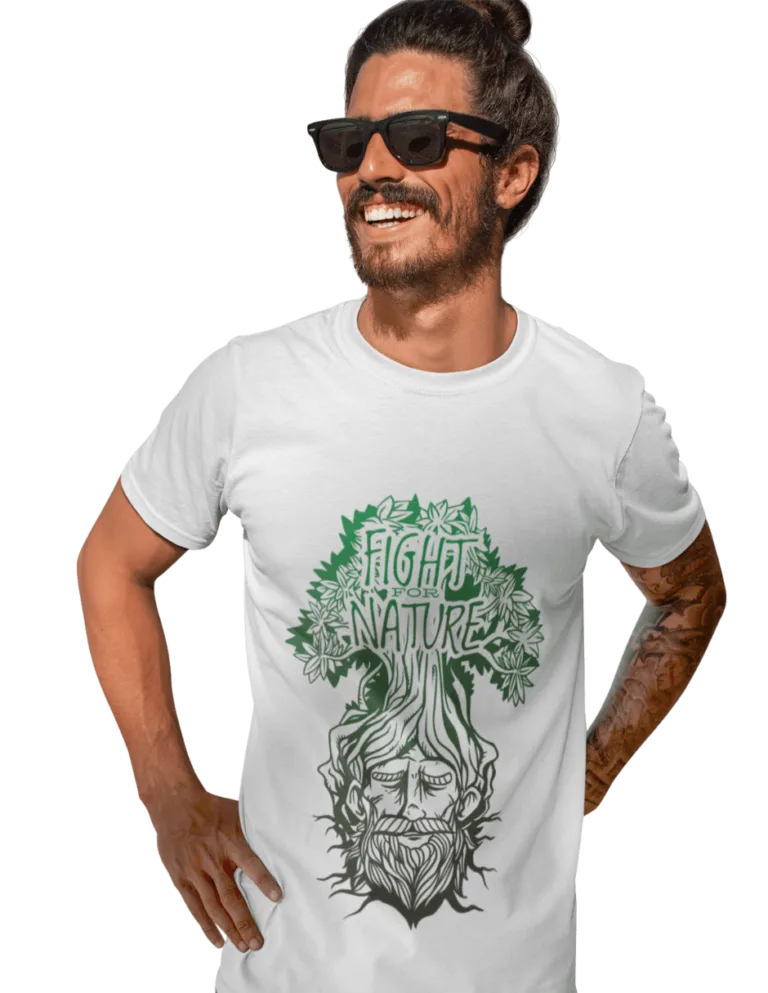 Playera Playera Blanca para Hombre de Lucha por la Naturaleza