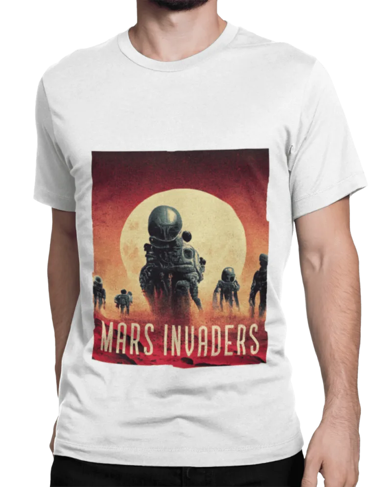 Playera Playera Blanca para Hombre de Marsianos Invasores