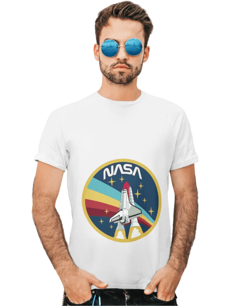 Playera Playera Blanca para Hombre de Nave de la Nasa