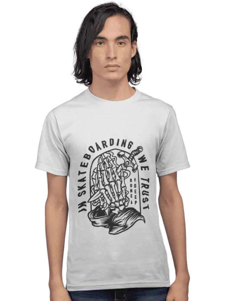 Playera Playera Blanca para Hombre de Skateboarding