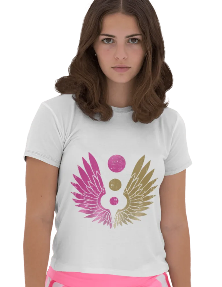 Playera Playera Blanca para Mujer de Alas Abstractas