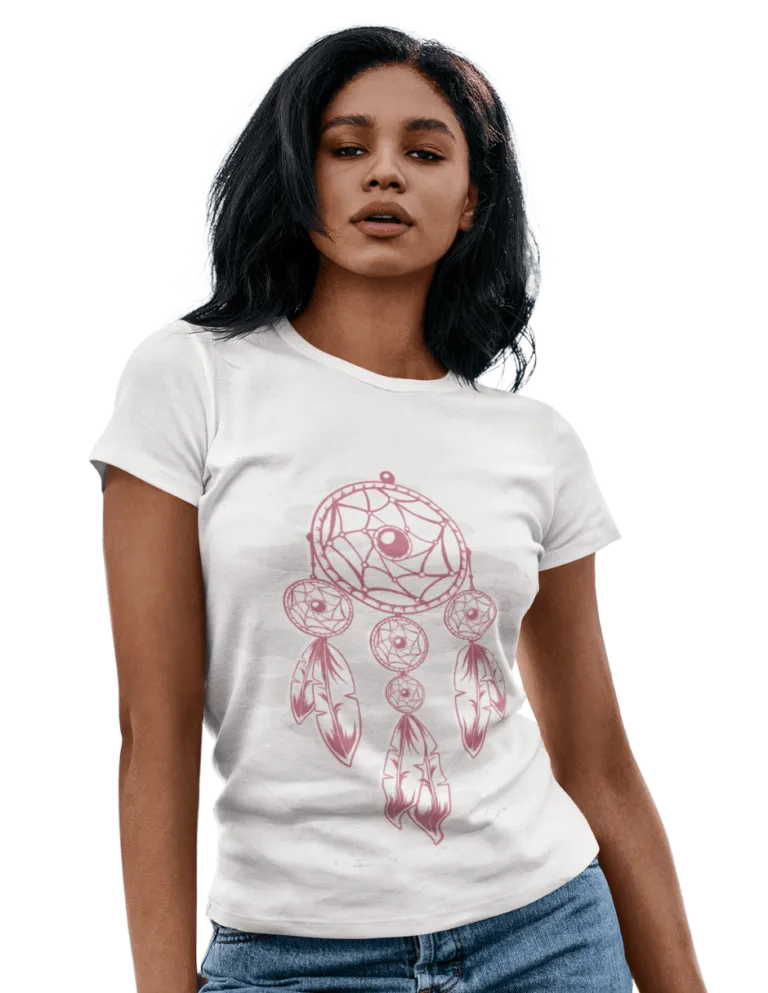 Playera Playera Blanca para Mujer de Atrapasuenos Rosa