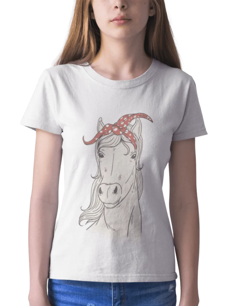 Playera Playera Blanca para Mujer de Caballo
