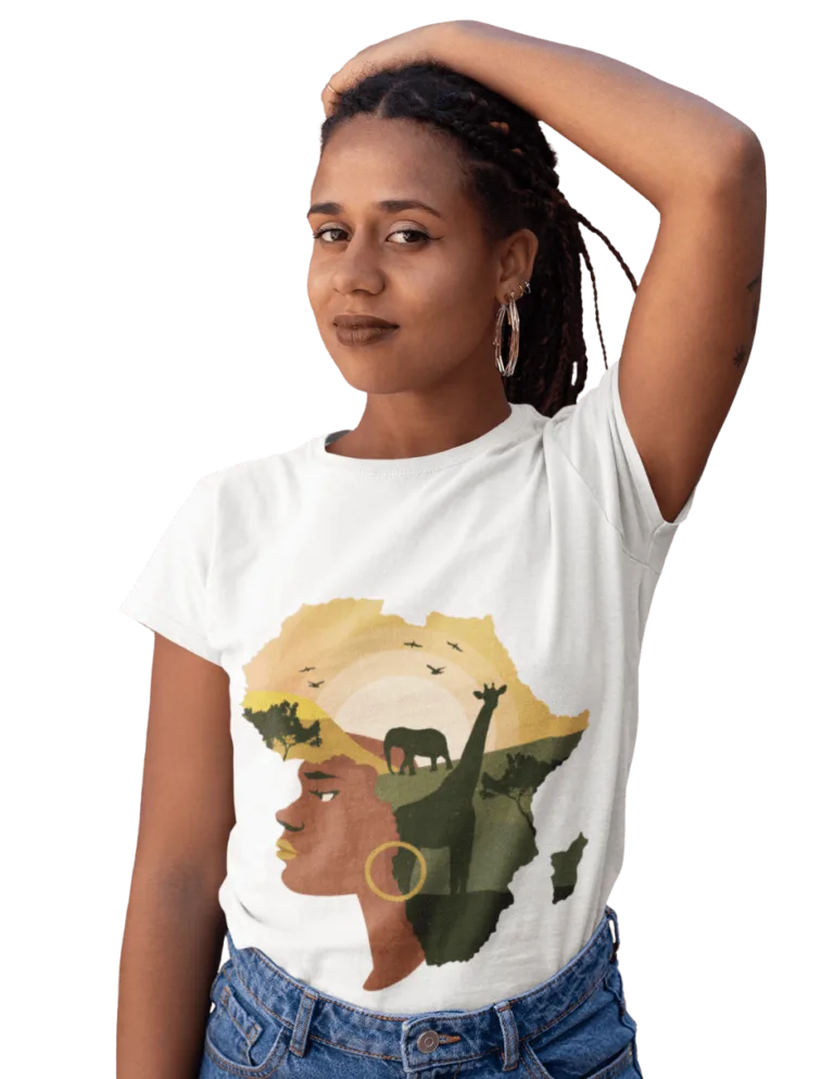 Playera Playera Blanca para Mujer de Cabello Africano
