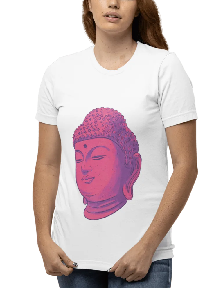 Playera Playera Blanca para Mujer de Cabeza de Buda