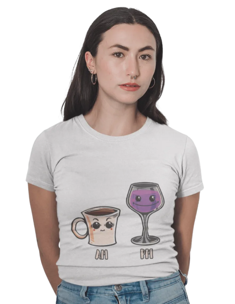 Playera Playera Blanca para Mujer de Cafe Vino
