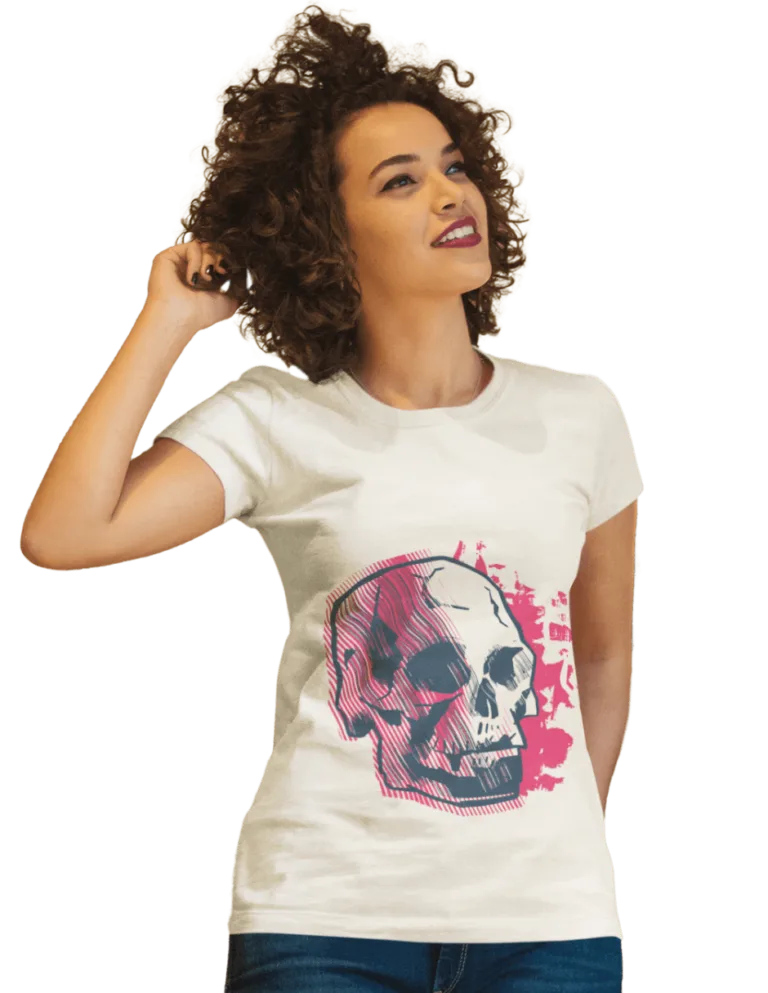 Playera Playera Blanca para Mujer de Calavera Abstracta