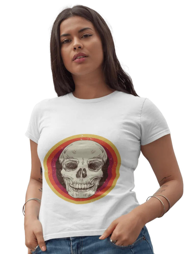 Playera Playera Blanca para Mujer de Calavera