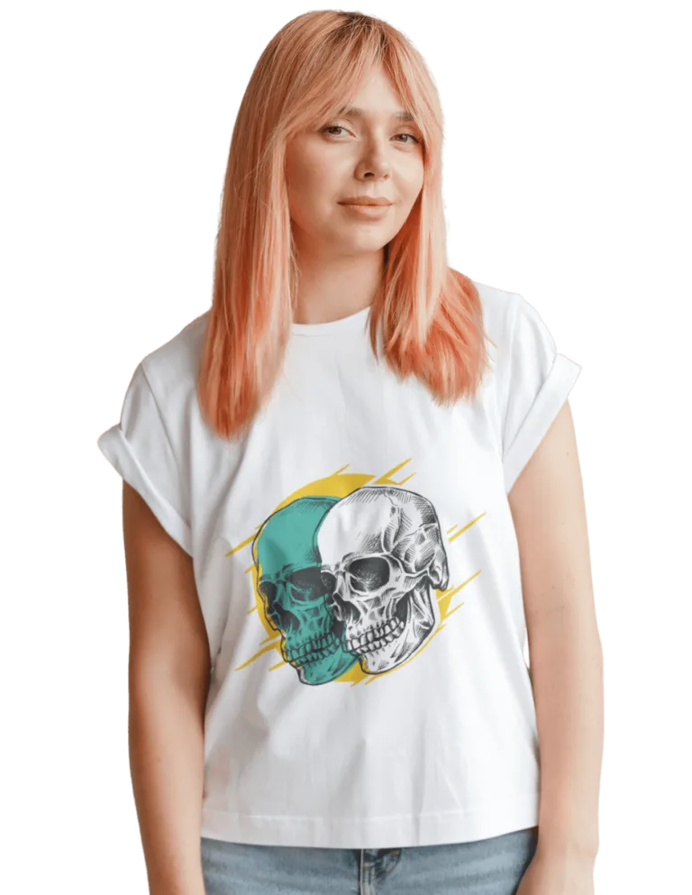 Playera Playera Blanca para Mujer de Calaveras Cool
