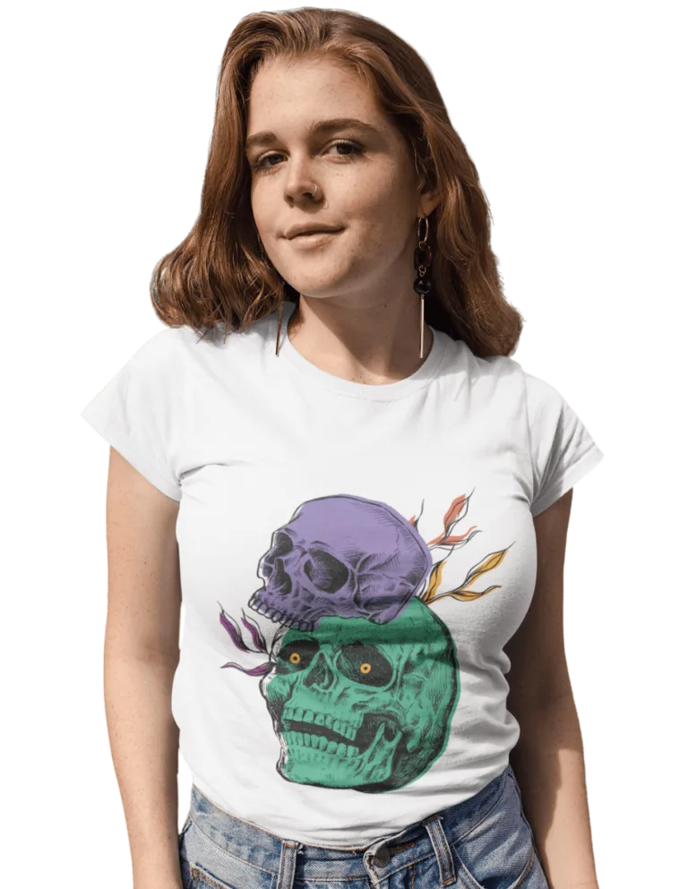 Playera Playera Blanca para Mujer de Calaveras