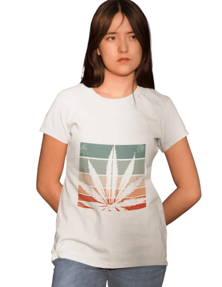 Playera Playera Blanca para Mujer de Cannabis Retro