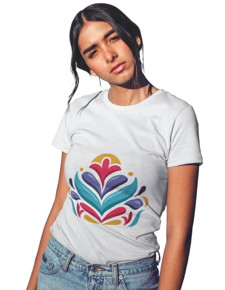 Playera Playera Blanca para Mujer de Diseno de Otomi