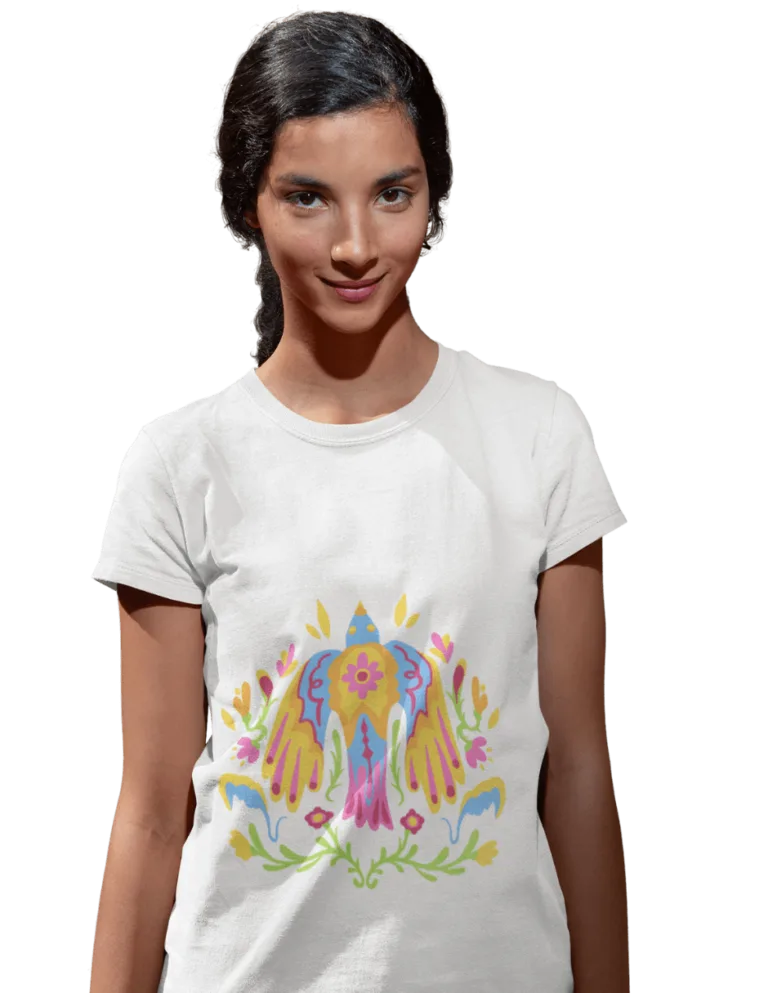 Playera Playera Blanca para Mujer de Otomi con Paloma