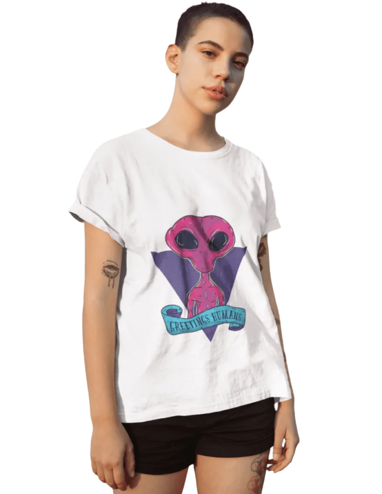 Playera Playera Blanca para Mujer de Saludos Humanos