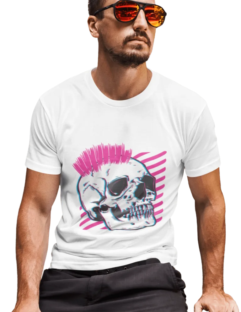 Playera Playera Hombre Blanca Calavera Punk